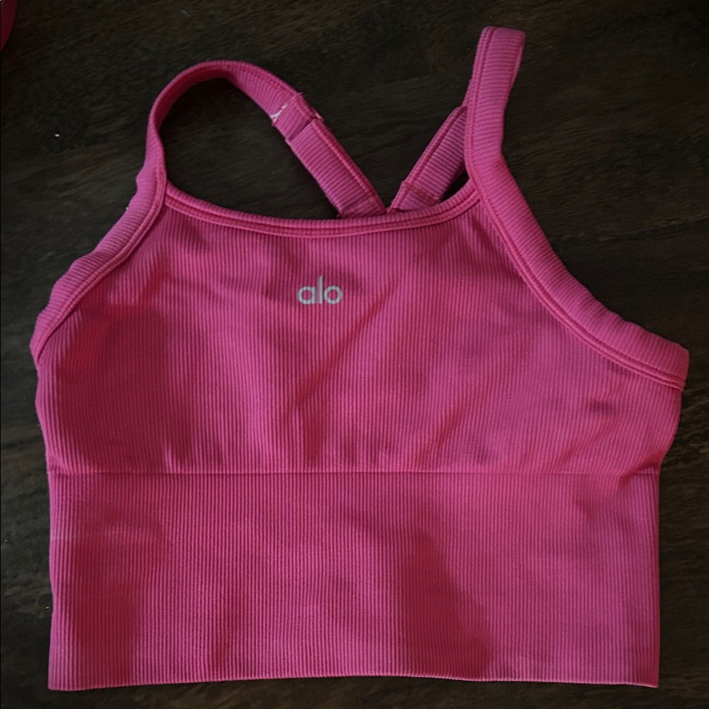 ALO Yoga Pink Ribbed Bra